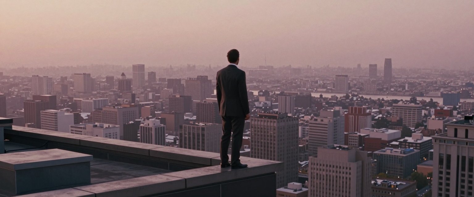 High Angle Shot example: Rooftop Dawn